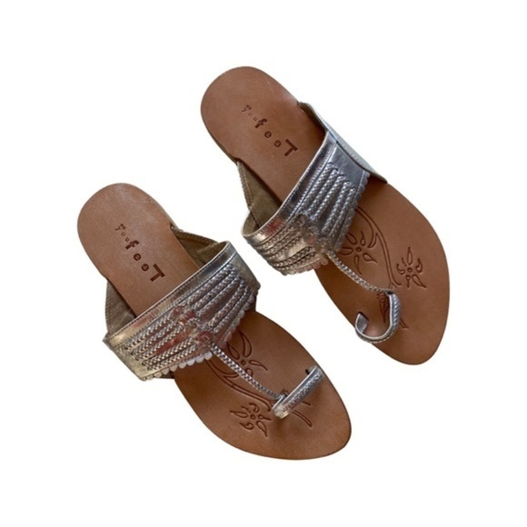 NWOT Indian silver leather sandals Kolhapuri - Picture 5 of 7